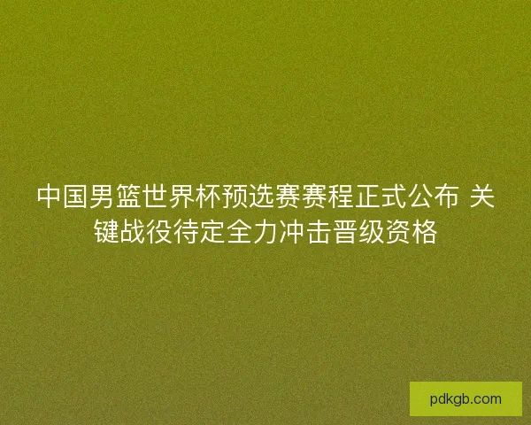 中国男篮世界杯预选赛赛程正式公布 关键战役待定全力冲击晋级资格