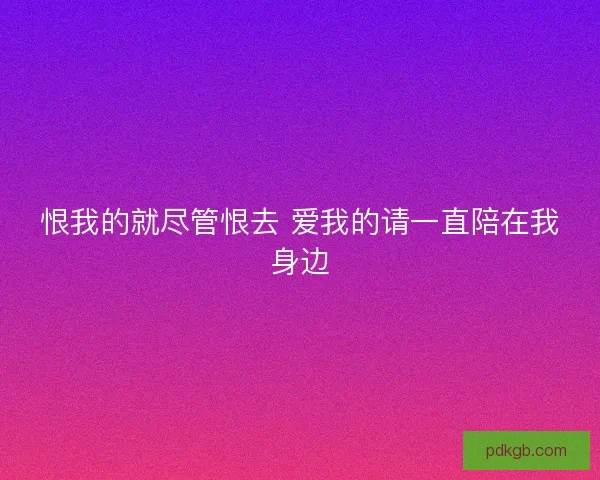 恨我的就尽管恨去 爱我的请一直陪在我身边